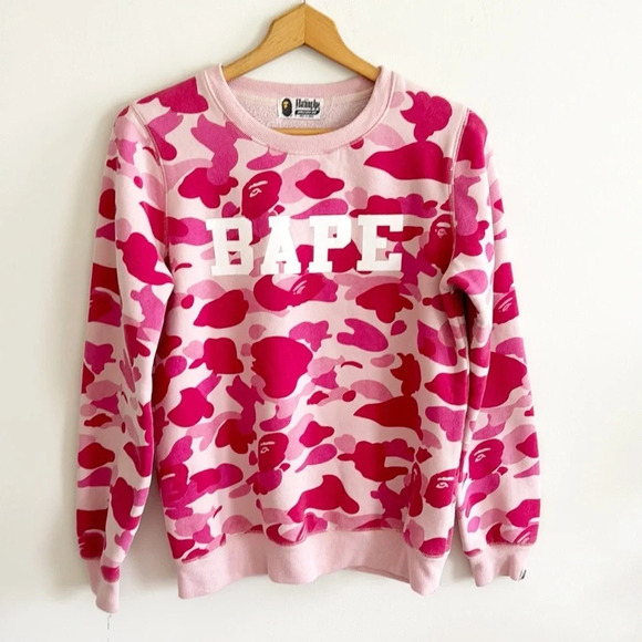 BAPE ABC pink Camo Stone Crewneck sweatshirt size medium - Picture 1 of 7